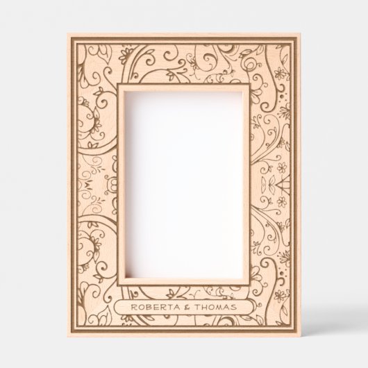Swirly Flourish All Over Design met namen 4x6P Gegraveerde Lijstjes (Voorkant)