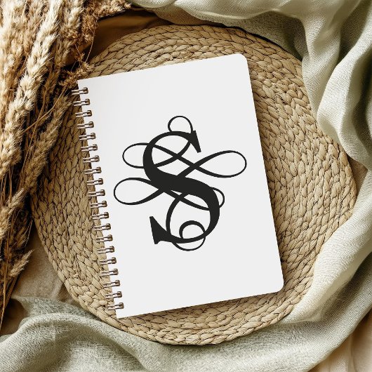 Swirly Flourish Initiaal monogram Notitieboek