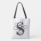 Swirly Flourish Initiaal monogram Tote Bag (Achterkant)