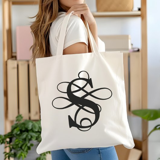 Swirly Flourish Initiaal monogram Tote Bag