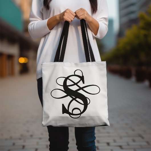 Swirly Flourish Initiaal monogram Tote Bag