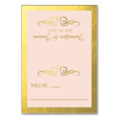 Swirly Flourish Place-kaarten | goudblush roze Kaart (Voorkant)