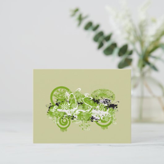 Swirly Flower Design Briefkaart (Staand voorkant)