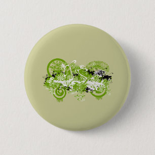 Swirly Flower Design Ronde Button 5,7 Cm