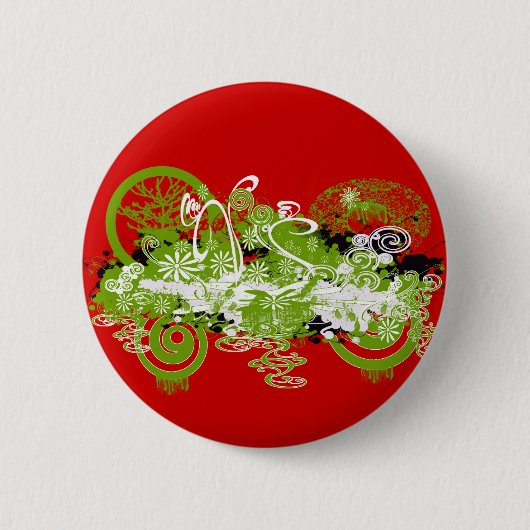 Swirly Flower Design Ronde Button 5,7 Cm (Voorkant)