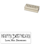 Swirly Gelukkige Verjaardag Custom Naam Rubber Art Rubberstempel (Gestempeld)