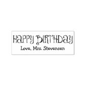 Swirly Gelukkige Verjaardag Custom Naam Rubber Art Rubberstempel (Afrduk)