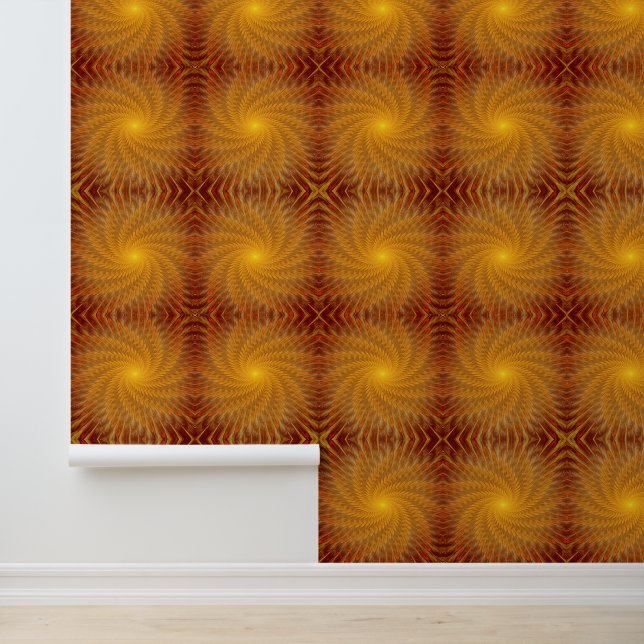 Swirly Golden Fractal Ornamenten Behang (Applicatie)