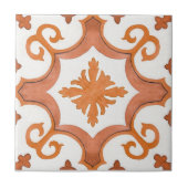 Swirly handgeschilderd sinaasappel mediterrane sti tegeltje (Voorkant)