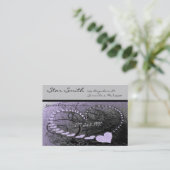 Swirly Heart Business Lavendel Visitekaartje (Staand voorkant)