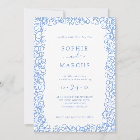 Swirly huwelijksuitnodiging kaart (Voorkant)
