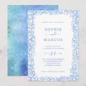 Swirly huwelijksuitnodiging kaart (Voorkant / Achterkant)