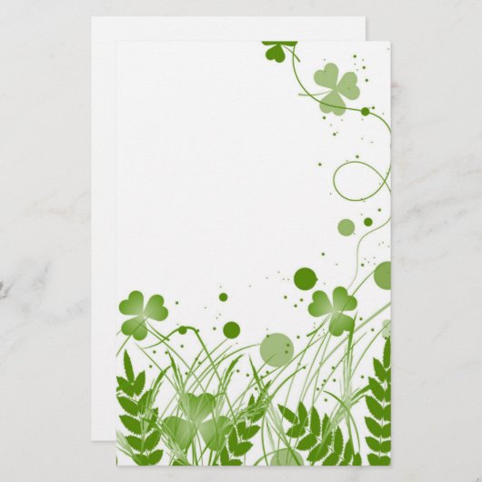 Swirly Ierse shamrock in een weide Briefpapier (Voorkant / Achterkant)