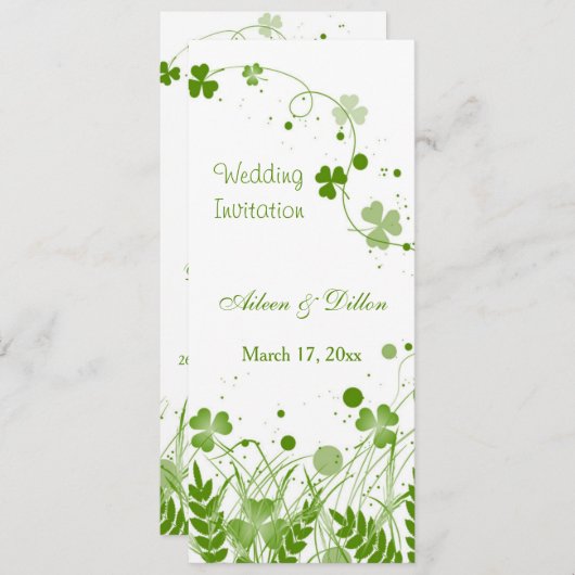 Swirly Ierse shamrock in een weide Bruiloft Kaart (Voorkant / Achterkant)