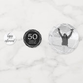 Swirly kalligrafie & foto's Pensioenfeest Confetti (Voorkanten)