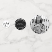 Swirly kalligrafie & foto's Pensioenfeest Confetti (Achterkanten)