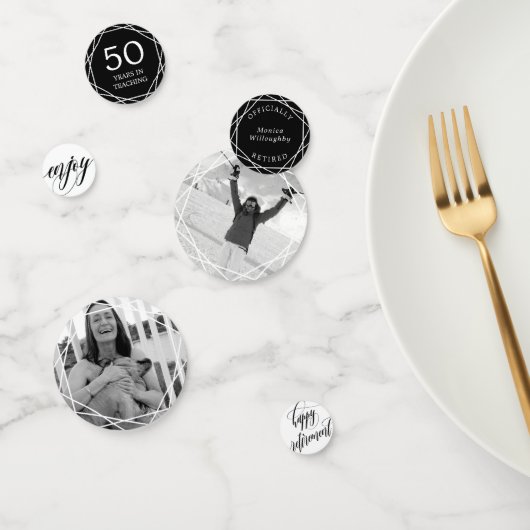 Swirly kalligrafie & foto's Pensioenfeest Confetti (Groep)