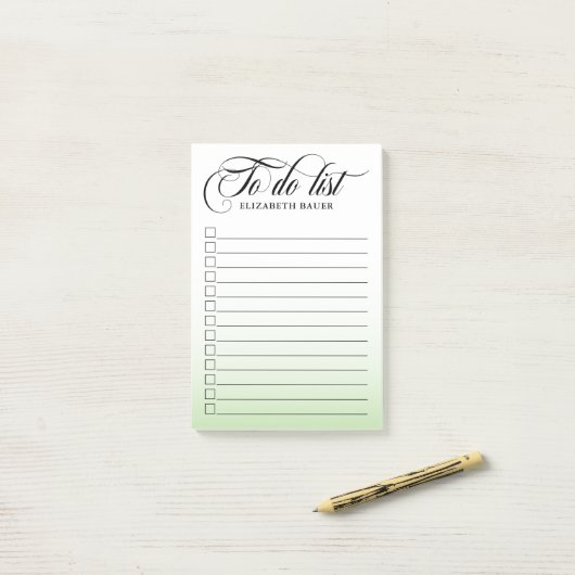 Swirly kalligrafie lime groen te doen lijst post-it® notes (Op bureau)