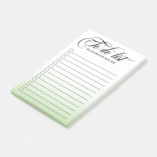 Swirly kalligrafie lime groen te doen lijst post-it® notes (Schuin)