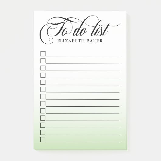 Swirly kalligrafie lime groen te doen lijst post-it® notes (Voorkant)