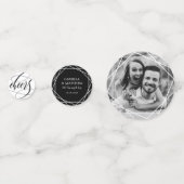 Swirly kalligrafie zwart & wit bruiloft confetti (Achterkanten)