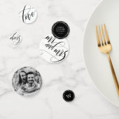 Swirly kalligrafie zwart & wit bruiloft confetti (Groep)