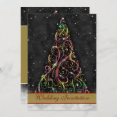 Swirly kerstboom vakantie bruiloft uitnodiging (Voorkant / Achterkant)