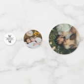 Swirly Love Trouwdatum Initialen Romantische foto' Confetti (Voorkanten)