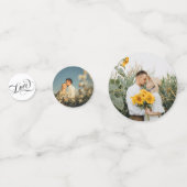 Swirly Love Trouwdatum Initialen Romantische foto' Confetti (Achterkanten)