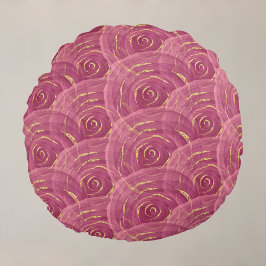 Swirly Mauve Gilded Abstract Roos Pattern Rond Kussen