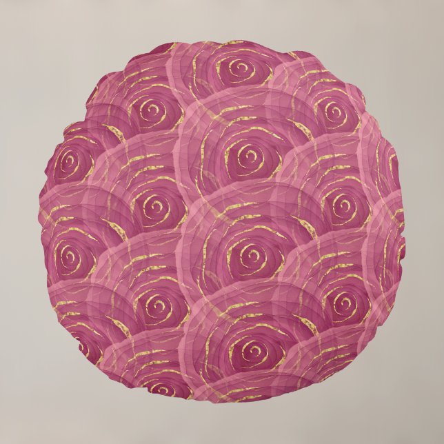 Swirly Mauve Gilded Abstract Roos Pattern Rond Kussen (Creator heeft geüpload)