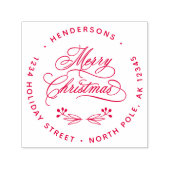 Swirly Merry Christmas Script Retouradres Zelfinktende Stempel (Design)