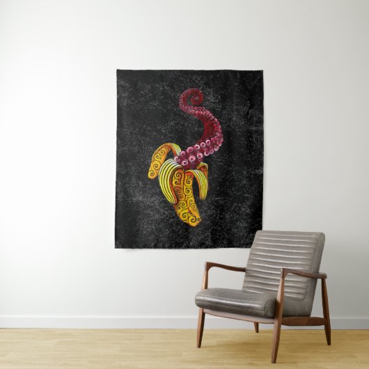 swirly mutant-banaan wandkleed (In situ)