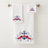 Swirly Nautische boot anker monogram Bad Handdoek (Insitu)