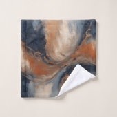 Swirly Navy blauw Sinaasappel licht blauw marmer Bad Handdoek (Wasdoekje)