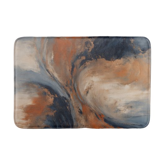 Swirly Navy blauw Sinaasappel licht blauw marmer Badmat (Voorkant)