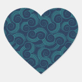 Swirly Ocean Waves Hart Sticker (Voorkant)