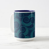 Swirly Ocean Waves Tweekleurige Koffiemok (Voorkant links)