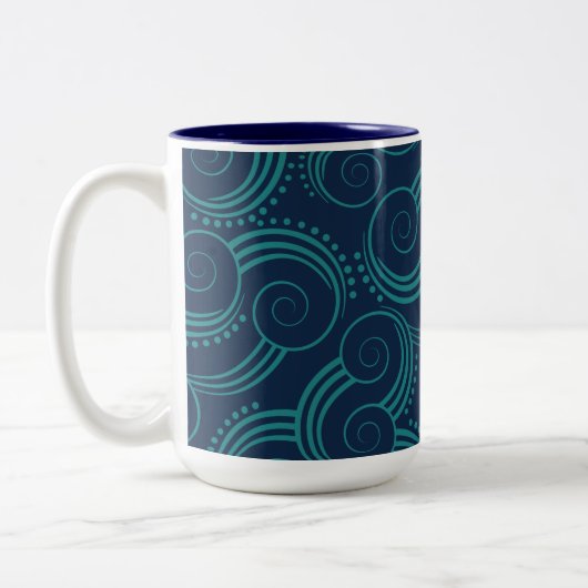Swirly Ocean Waves Tweekleurige Koffiemok (Links)