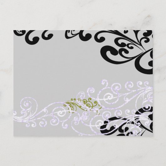 Swirly Paarse & Groen Save The Date Aankondigingskaart (Achterkant)