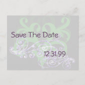 Swirly Paarse & Groen Save The Date Aankondigingskaart (Voorkant)