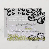 Swirly Paarse & Groen Save The Date Aankondigingskaart (Voorkant / Achterkant)