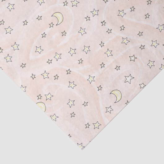 Swirly Pastel Sinaasappel Stars & Moons Tissuepapier (Detail)