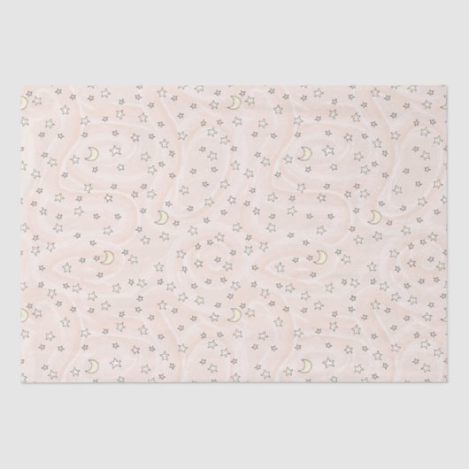 Swirly Pastel Sinaasappel Stars & Moons Tissuepapier (Voorkant)