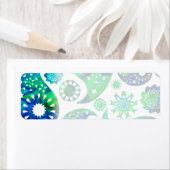 Swirly Pattern Paisley in groen en blauw. Etiket (Insitu)