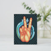 Swirly Peace Hand Briefkaart (Staand voorkant)