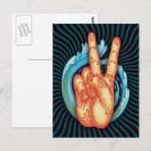 Swirly Peace Hand Briefkaart (Voorkant / Achterkant)