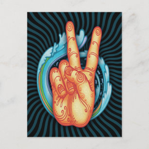 Swirly Peace Hand Briefkaart