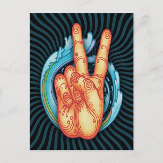 Swirly Peace Hand Briefkaart (Voorkant)