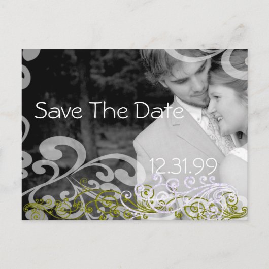 Swirly Photo Sla de datum op Aankondigingskaart (Voorkant)